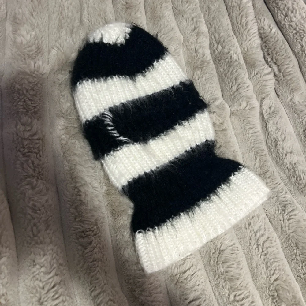 Jaded London Black and White striped Balaclava